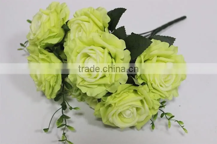 hot sale 9 heads artificial silk flowers,fake rose flowers