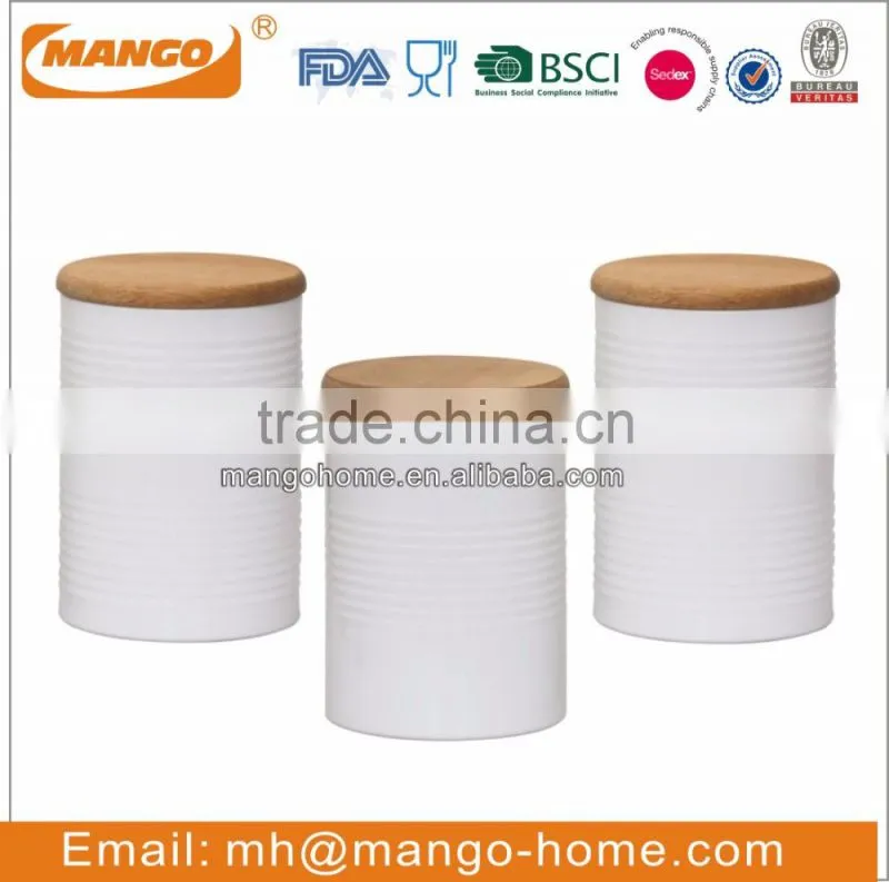 Wooden Airtight Lid Metal Kitchen tea coffee sugar Canister Set