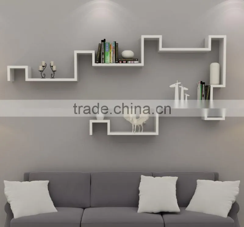 New design eco-friendly MDF wood home wall shelf lovely wall decorative S shape mount shelf wholesale