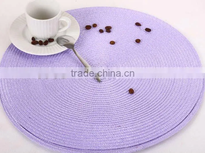 plastic woven tablemat/round purple placemat/placemat for dinnerware