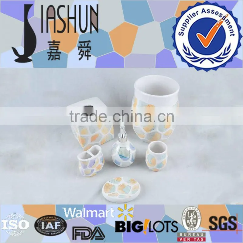 6 PC luster glaze mosaic design ceramic bathroom accessories