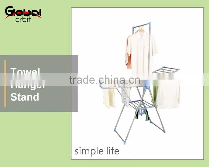 Home Furniture Durable Foldable Clothes Drying Rack With Towel Hanger Rail