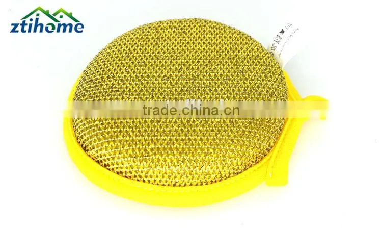 2 Pcs Sponge Metallic Dishcloths Round Scrubber Scouring Pad