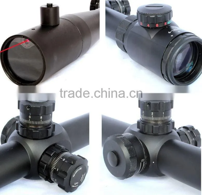 Erains Tactical Optics M14 4-14X40+R rifle scope of red green Mil-Dot Reticle with front inside red laser for Hunting Riflescope
