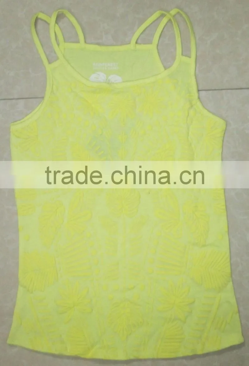2017 summer and spring hot sale Girl's cami burnout spaghetti strap top
