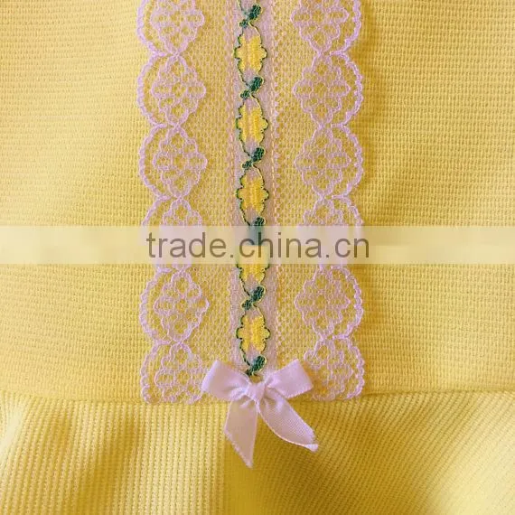 Hot selling sleeveless lace trim knitted cotton one piece casual new model child girl dress