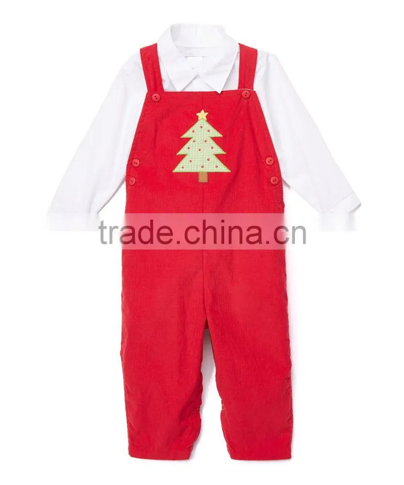 100% Cotton Christmas Tree Design Clothes Set Overall Suit Korea Kids Wear