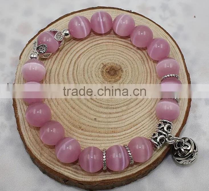 F20076N New fashion natural stones skull bracelet For women crystal opal beads stone bracelet