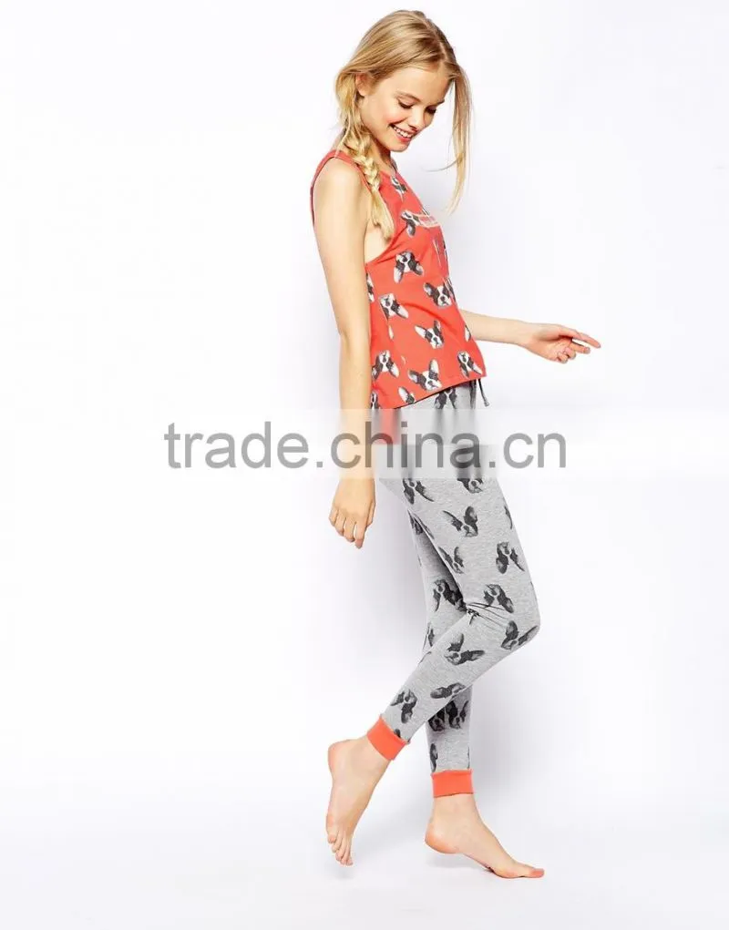 Bulldog Vest and Legging Pyjama Set