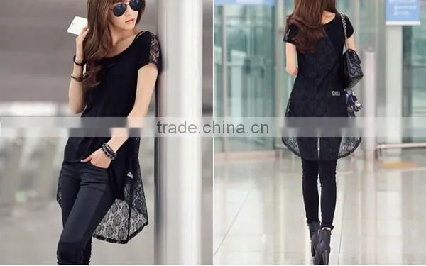 Moq.1pc lace design hollow stitching slim simple blank korean t shirt,Summer style t shirt,t shirt design