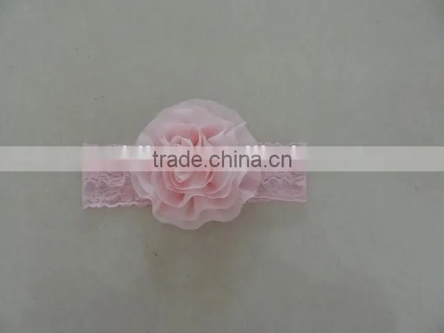 baby lace tulle headband cotton flower elastic craft floral kids hairband 2016 wholesale