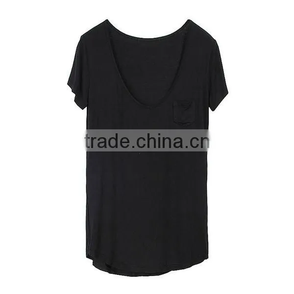 OEM Private Label Cotton Deep V Neck T Shirts For Women