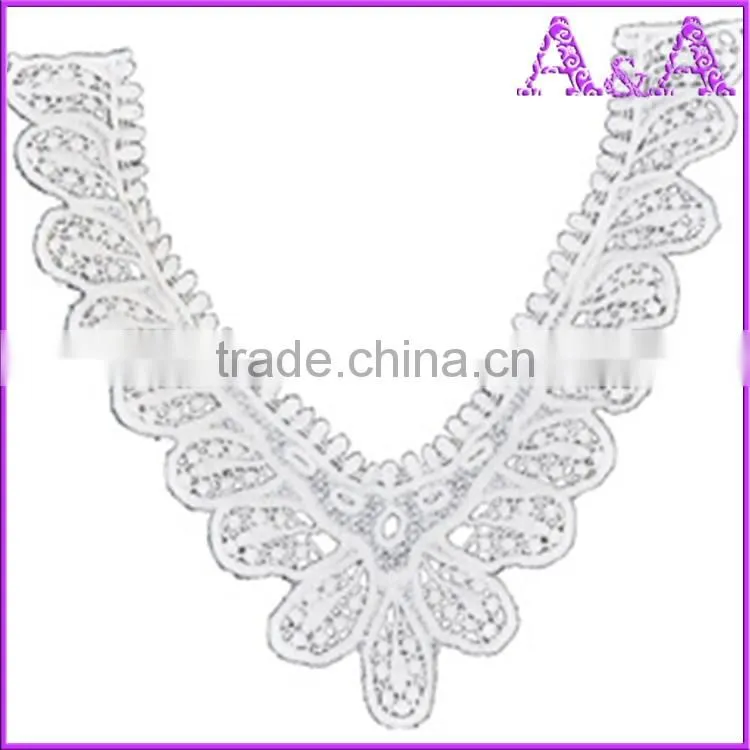 Water Soluble lace 100% cotton african chemical lace collar for shirt and dress