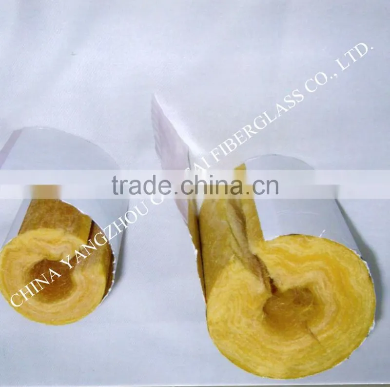 customized heat retaining use fiberglass wool pipe coated alu.foil with white paper outer