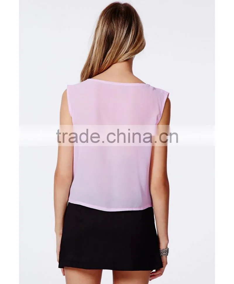 2016 Women Chiffon Loose Blouses,Latest Pink Chiffon Blouses & Tops For Women