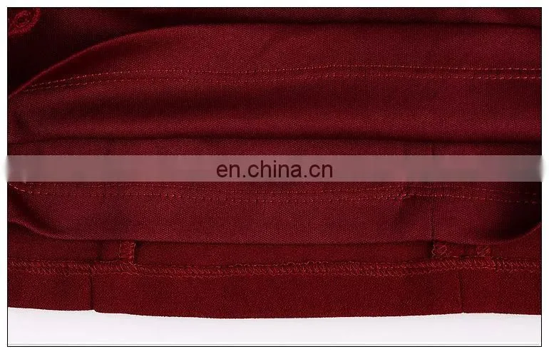 High quality ladies Maroon dress with lace trim, long sleeve fashion Autumn dress