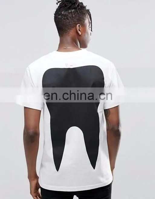 White and black printing Fashion men o neck t-shirt
