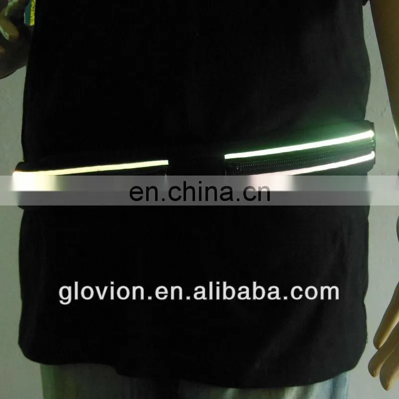 Newest! led sports belt bag glowing belt pocket night light led belt