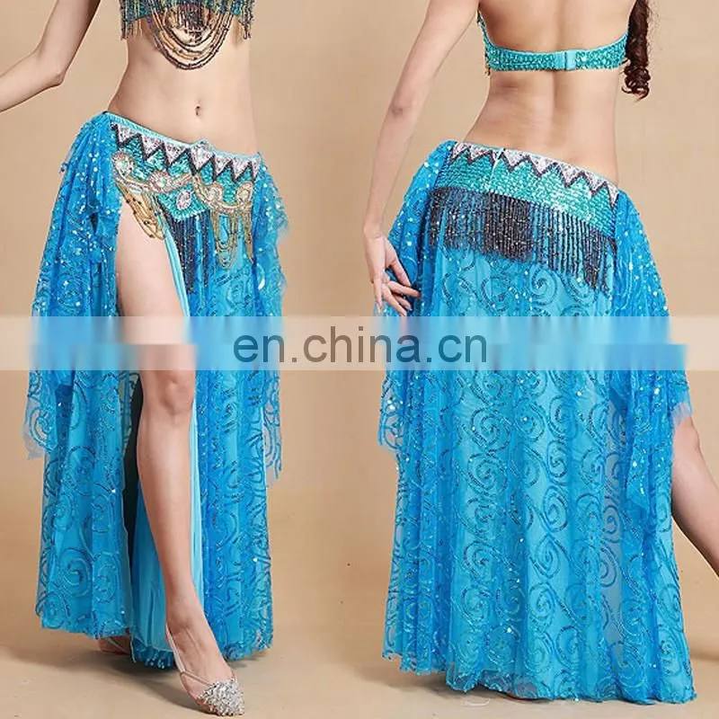 High sequin fabric shiny hot sexy belly dance long dress Q-6032#