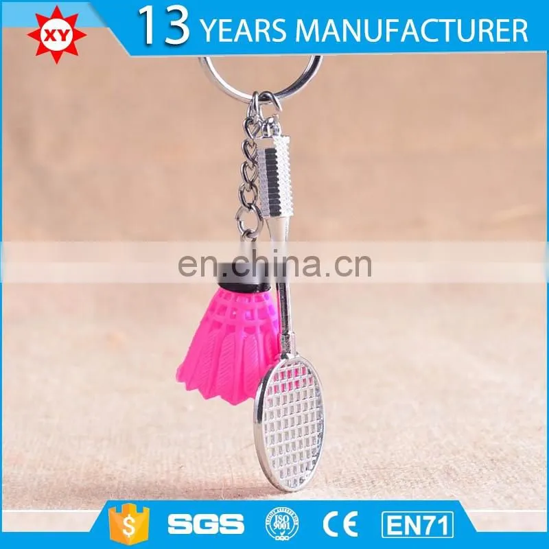 Personalized logo design Small pendant Custom Badminton racket keyring
