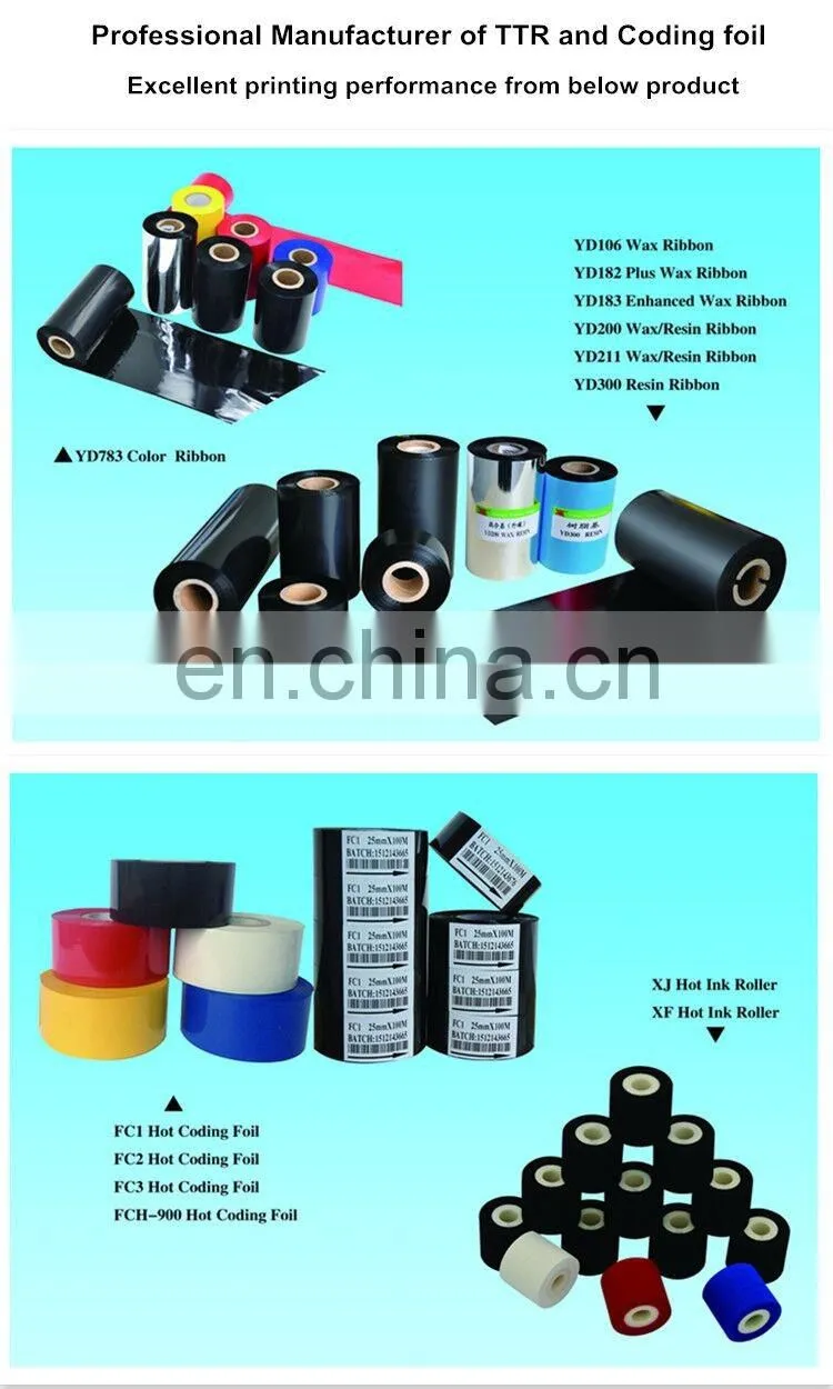 hot time and date stamp foil ink ribbon/hot thermal transfer foil for printing expiration date FC3 type 30mm*100m size