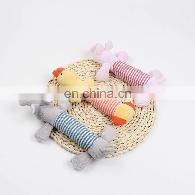 Duck Pig Elephant Pattern Floppy Dog Squeaky Chew Plush Pet Toy