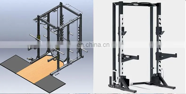 A multifunctional fitness machine squat horizontal push rack with single pull bar for the gym