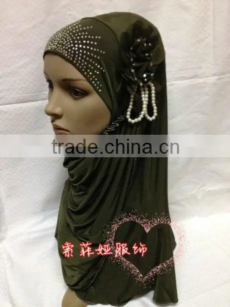 A564 professional PEARL hijab islamic head scarf FLOWER muslim hijab