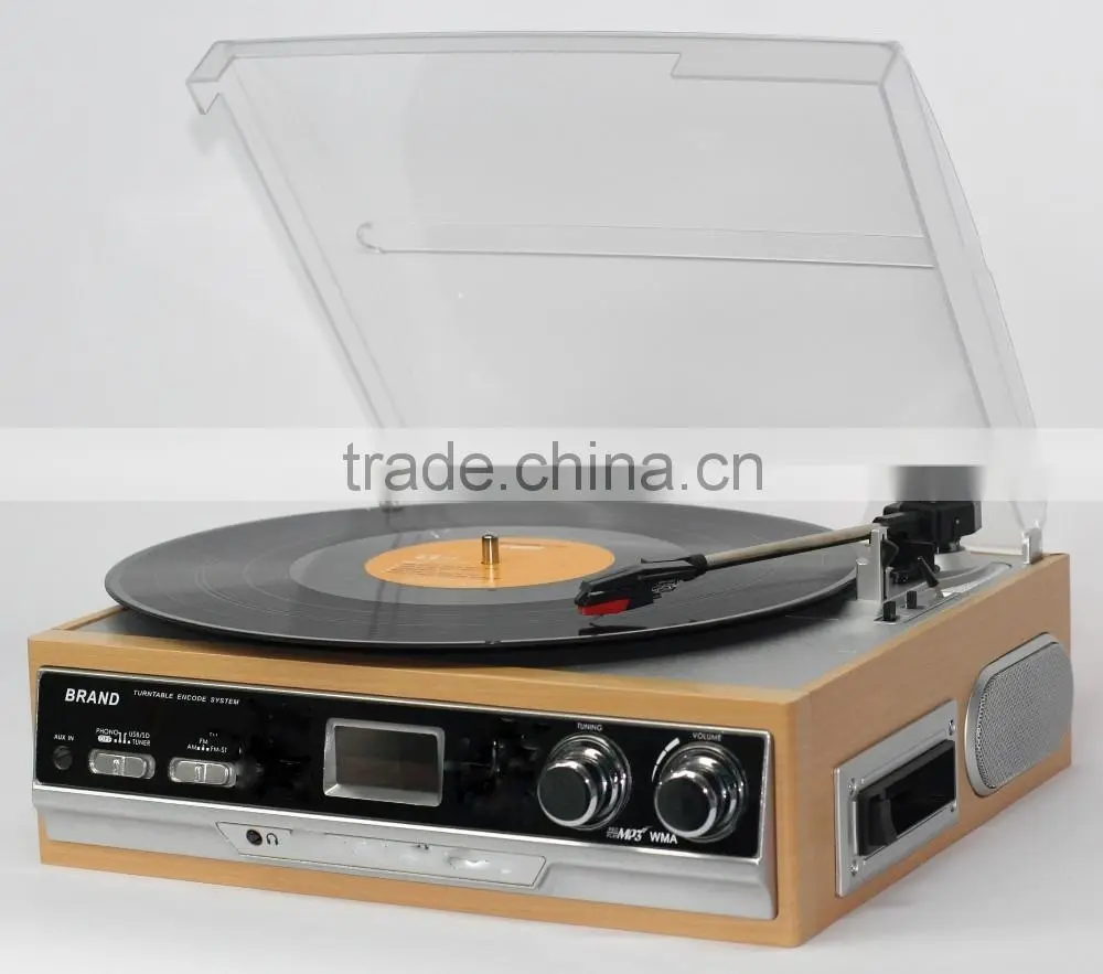 Classic Vintage Design Turntable USB Vinyl Record Machine With Stereo System