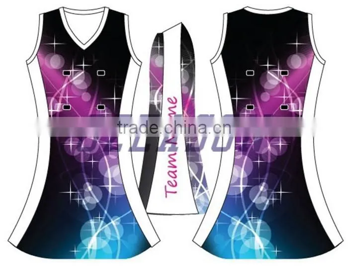 Custom design team sport women netball uniforms, netball dresses,netball bibs