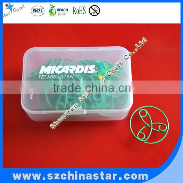 Fancy shapes PET coated paper clip in plastic box