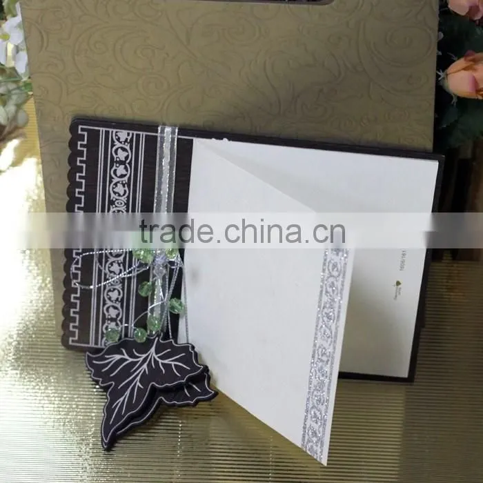 Hot Sale Personalized Leaves Shape Laser Cut Wooden Wedding Cards Invites