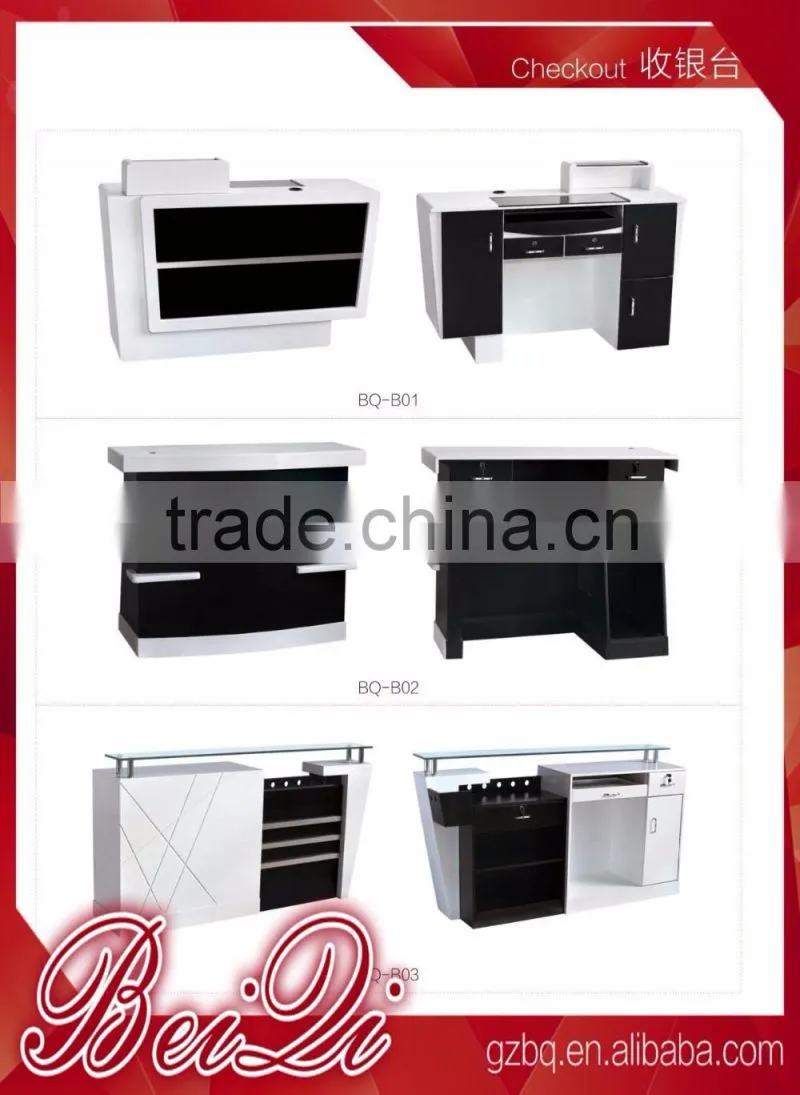 Beiqi Reception Desk Counter Stand White & Black Commercial Furniture Used Checkout Counters for Sale