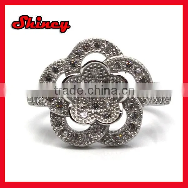Costume mirco pave cz flower shaped rings
