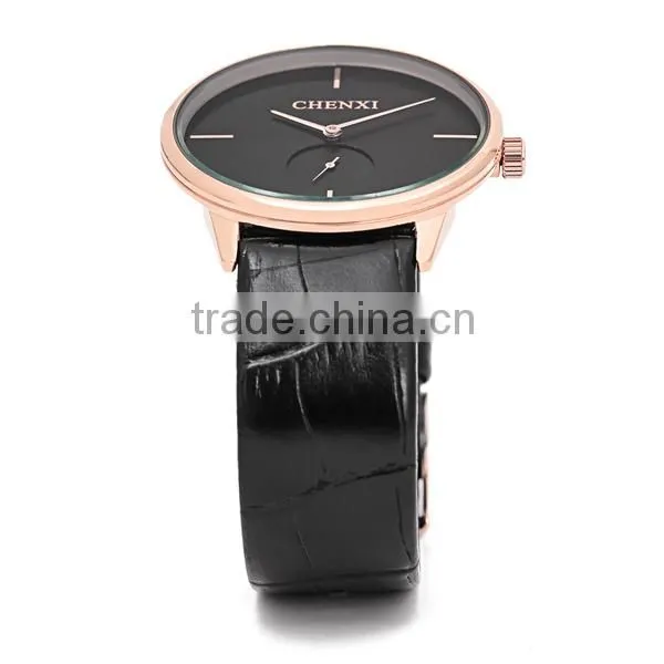 2016 Men Quartz Stainless Steel Back Geniune Leather Wrist Watch