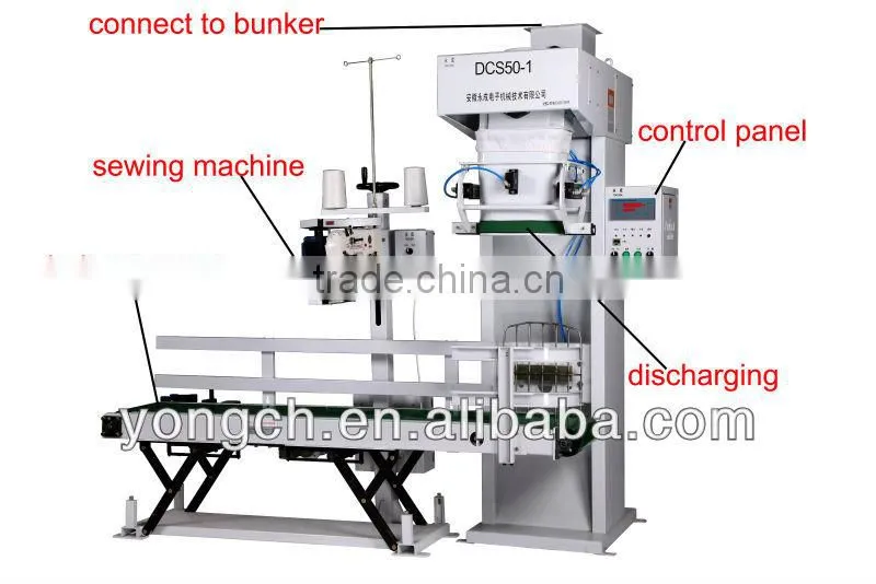 30kg flour weighing and packing scale with conveyor