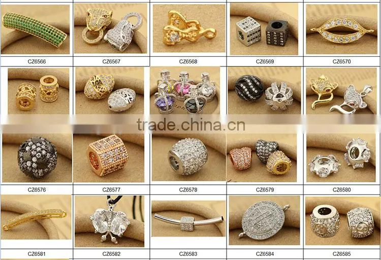 CZ6527 Wholesale mirco cz pave ring bracelet necklace charm clasps
