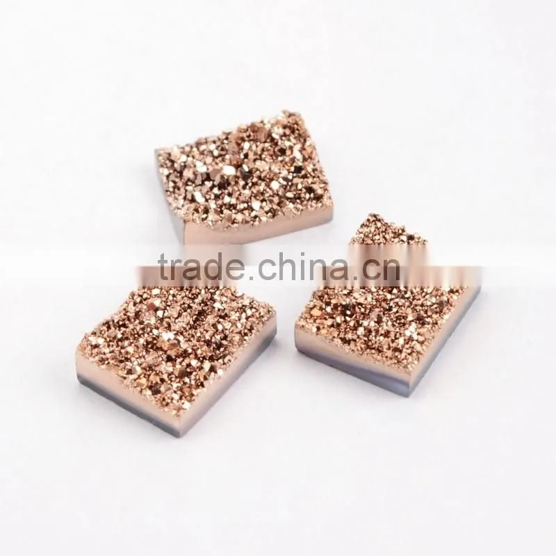 Small grain rectangle flat agate druzy bar cabochon semi-precious gemstone for jewelry