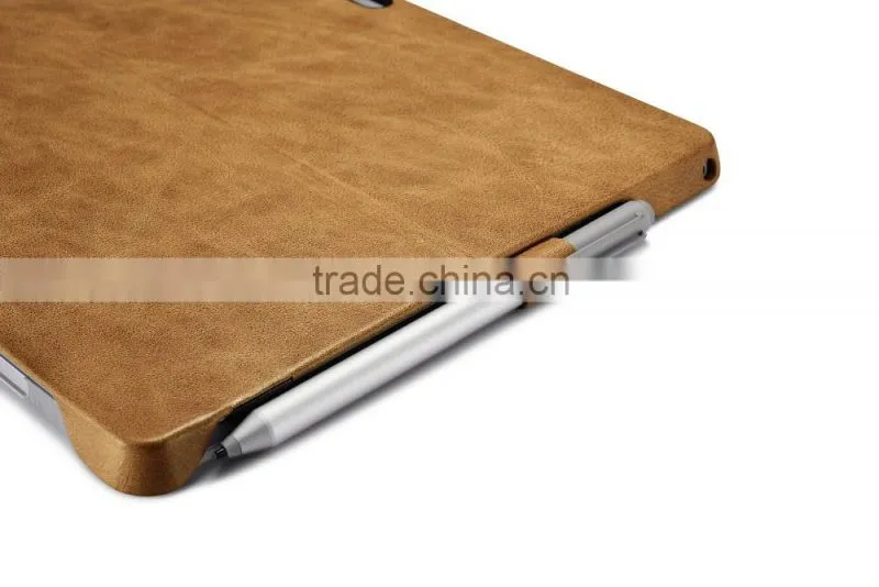Icarer Luxury Genuine Leather Ultrathin Holder Back cover for Surface Pro 4