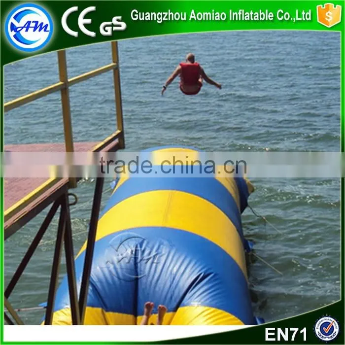 Hot sale blue and yellow lake inflatable water blob for water game