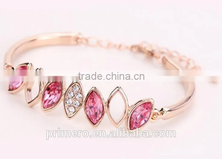 Rose Gold Rhinestone Crystal Opal Adjustable Bracelets & Bangles for Women