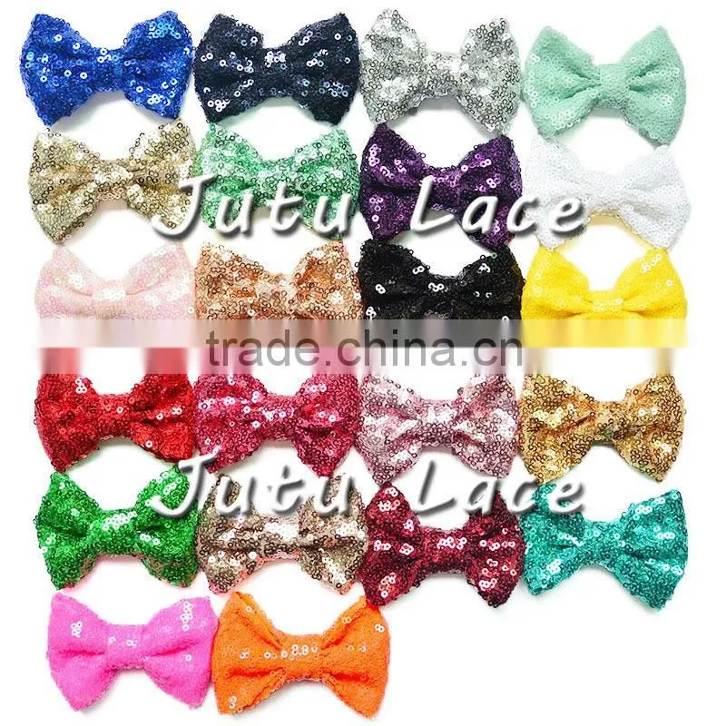 Hot selling fashion adult elegant cheerleading hair bows, 12cm decorative bowknots, bestseller sequin fabric kids hair bows