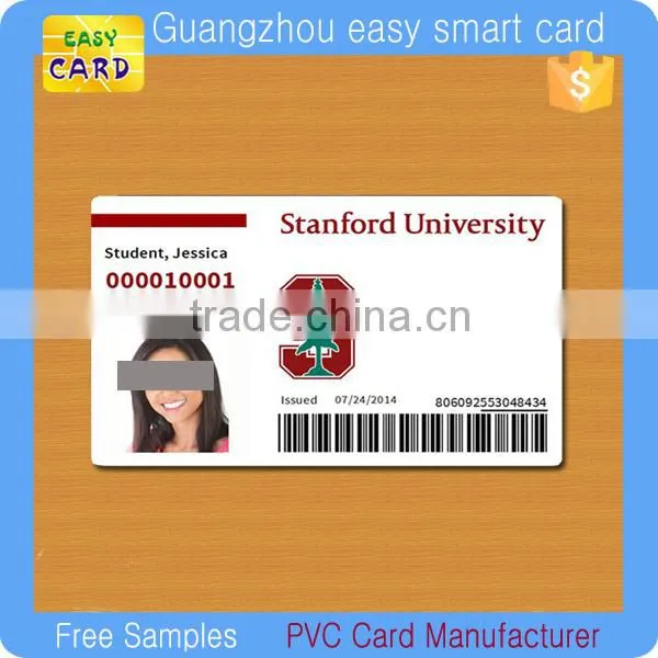 Custom printable pvc photo ID card with barcode