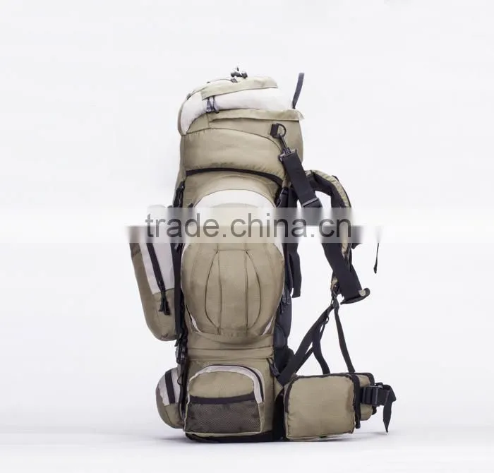 Waterproof khaki hiking backpack,camping backpack