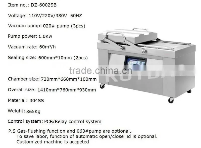 Double chambers nylon vacuum packaging bag machine