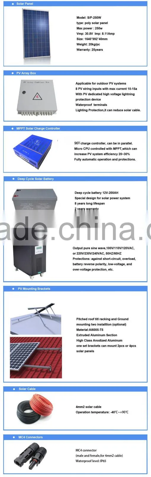 Top Sale ! Good Quality and High efficiency 5KW 96V Off Grid Solar Power System Kit For Home Use