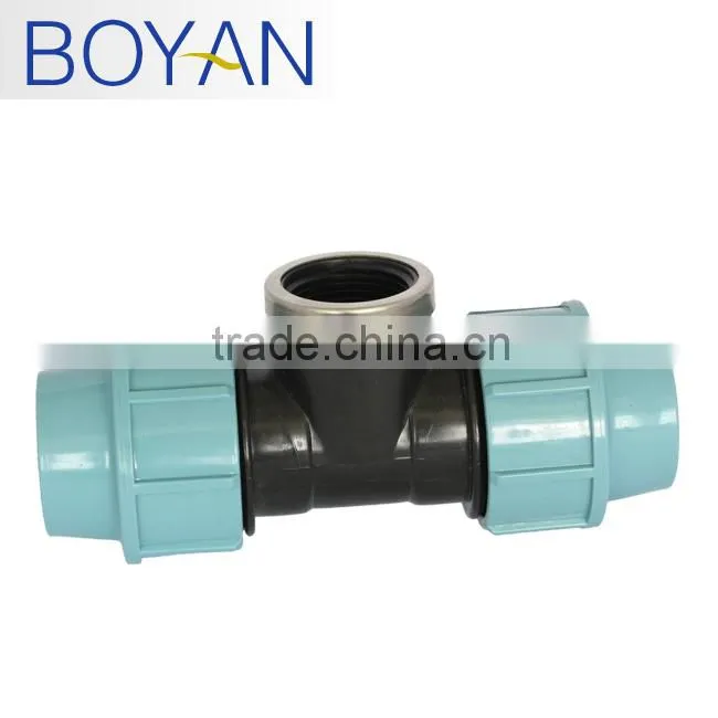 China supplier PP compression quick pipe fittings for irrigation female tee