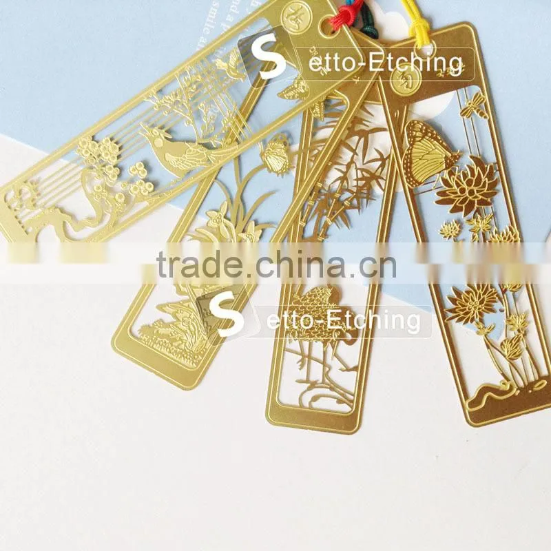 Professional etching brass bookmark clip for souvenir