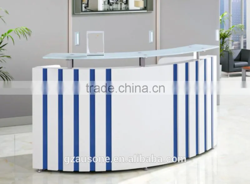 2016 furniture Hot sale curved small reception desk
