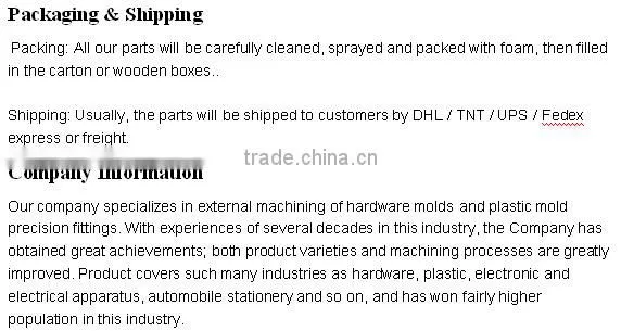 China plastic mold maker precision mold parts Injection Mold Parts